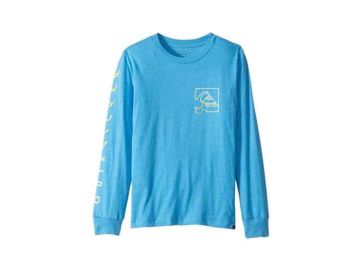 Quiksilver Kids Quik Distortion Long Sleeve Tee (big Kids) (malibu Heather) Boy's Long Sleeve Pullover