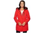 Calvin Klein Softshell With Sherpa Lining And Detachable Fur Trimmed Hood (fire) Women's Coat