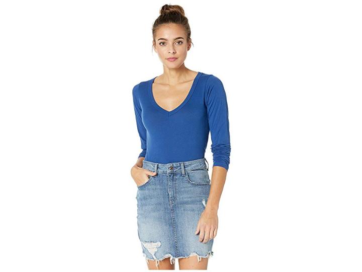 Lamade Fitted V-neck Tee (tempest) Women's Long Sleeve Pullover