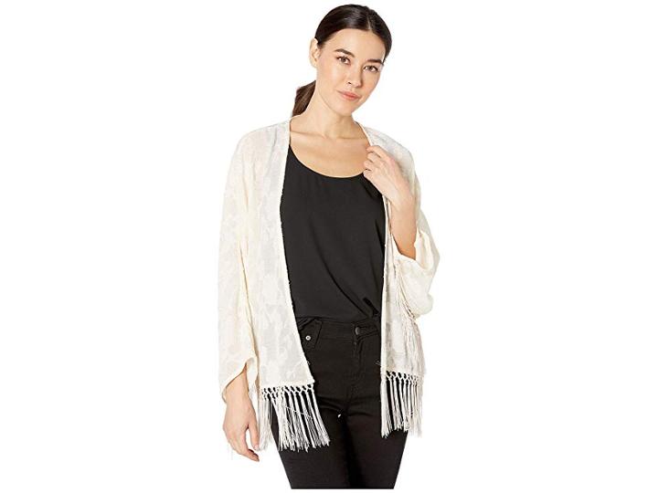 Vince Camuto Fringe Edge Kimono (white) Women's Clothing