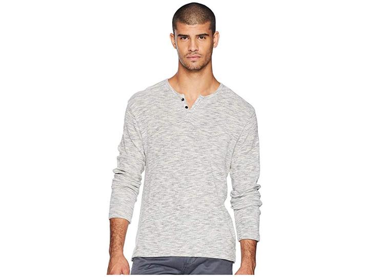 Joe's Jeans Wintz Long Sleeve Melange Thermal Henley (black/white Melange) Men's Clothing