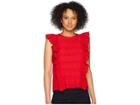 Lauren Ralph Lauren Eyelet Ruffled Cotton Top (lipstick Red) Women's Clothing