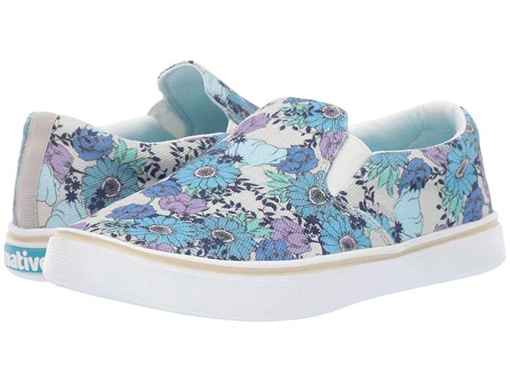 Native Shoes Miles Denim Print (white Canvas/shell White/jardin) Shoes