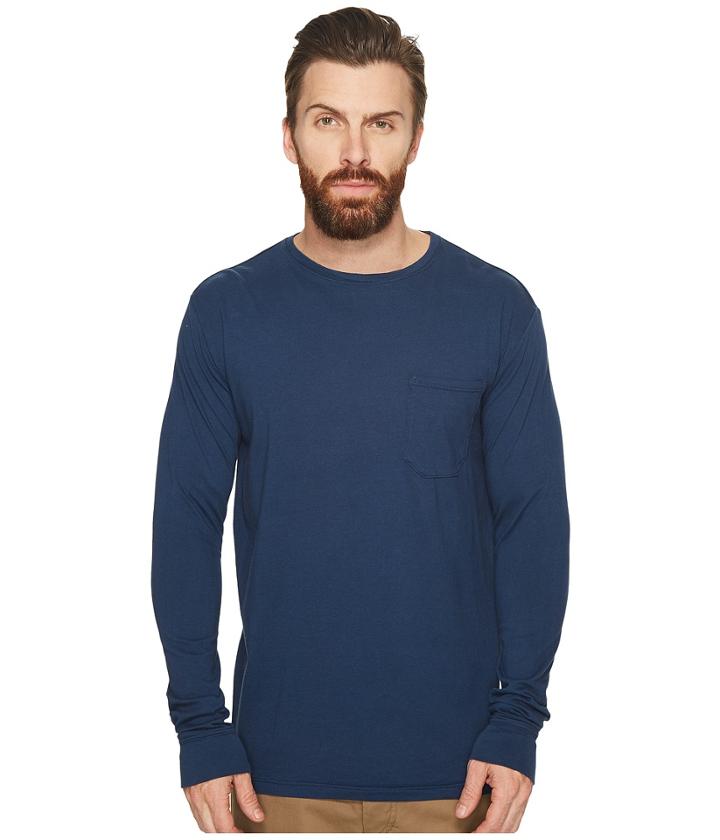 Richer Poorer Long Sleeve Crew Pocket Tee (navy) Men's T Shirt