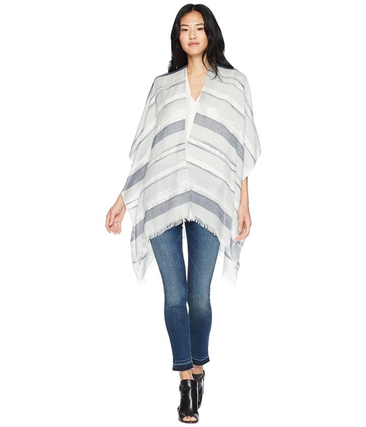 Echo Design Pacific Stripe Ruana Poncho (sky) Women's Clothing