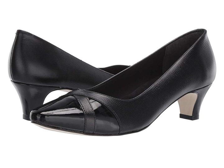 Walking Cradles Intro (black Saffiano Leather/black Patent) Women's 1-2 Inch Heel Shoes