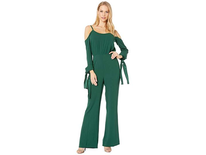 Bcbgmaxazria Jordane Jumpsuit With Draped Bell Sleeve (dark Amazon) Women's Jumpsuit & Rompers One Piece