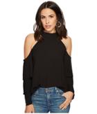 1.state Mock Neck Cold Shoulder Blouse W/ Tiers (rich Black) Women's Blouse
