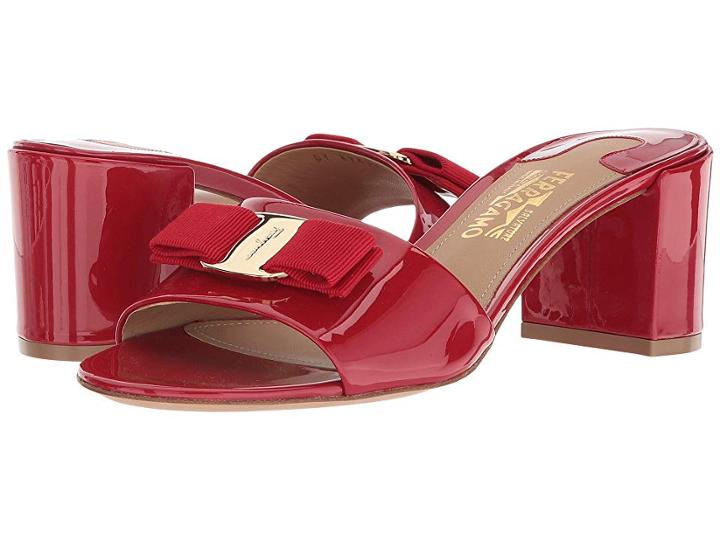 Salvatore Ferragamo Calfskin Mid-heel Sandal (lipstick Patent) High Heels