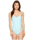 Kenneth Cole Sheer Satisfaction Bandeau One-piece (seaglass) Women's Swimsuits One Piece