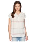 Two By Vince Camuto Extend Shoulder Lace-up Plaid Manor Blouse (french Peach) Women's Blouse