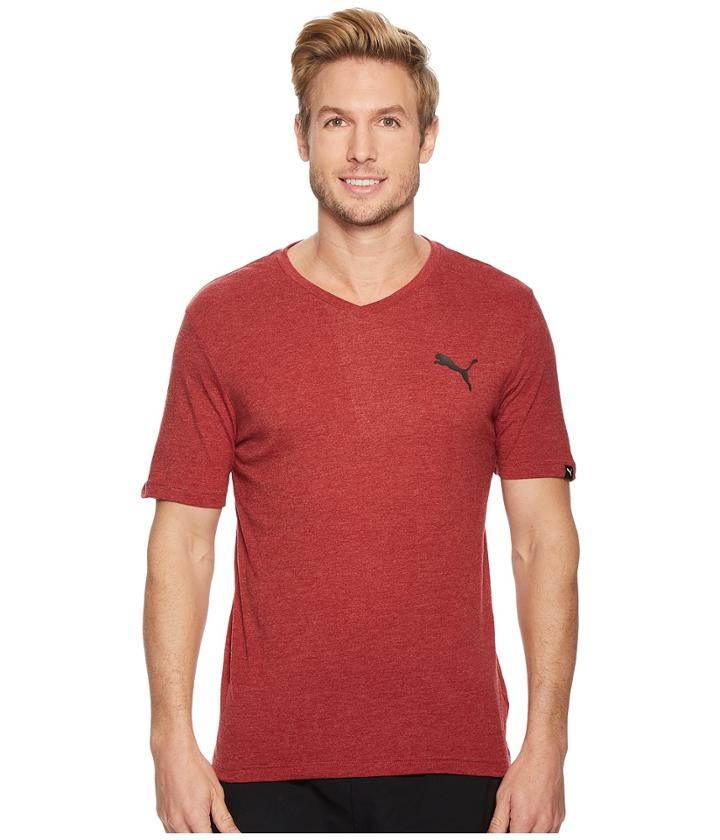 Puma Iconic V-neck Tee (red Dahlia/black) Men's T Shirt