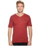 Puma Iconic V-neck Tee (red Dahlia/black) Men's T Shirt