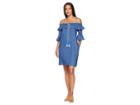 American Rose Rayna Off The Shoulder Dress With Tassels (denim) Women's Dress