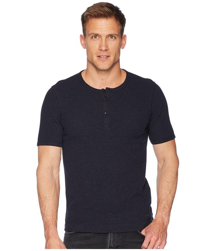 Boss Orange Trixer Short Sleeve Henley Shirt (navy) Men's Clothing