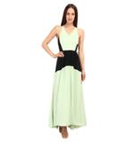 Tibi Washed Matte Drape Colorblocked Long Dress (mojito Multi) Women's Dress