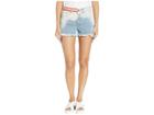 Juicy Couture Rainbow Striped Trim Denim Shorts (bleach Wash) Women's Shorts