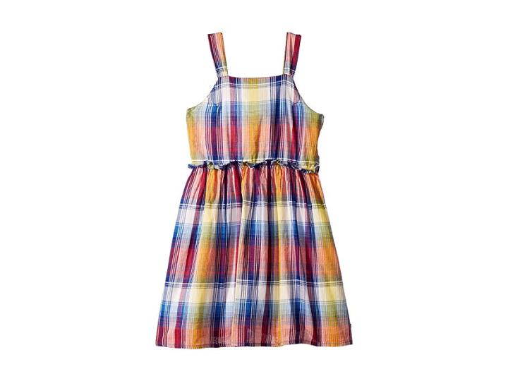 Tommy Hilfiger Kids Plaid Cut Out Dress (big Kids) (th Mazarine Blue) Girl's Dress