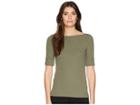 Lauren Ralph Lauren Cotton Boat Neck T-shirt (sage Moss) Women's T Shirt