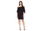 Vince Camuto Cinched Sleeve Off Shoulder Crepe Ponte Dress (rich Black) Women's Dress