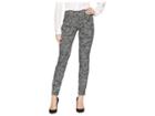 Elliott Lauren Flocked Herringbone Elastic Waist Pull-on Ankle Pants With Back Slit Detail (black/white) Women's Casual Pants