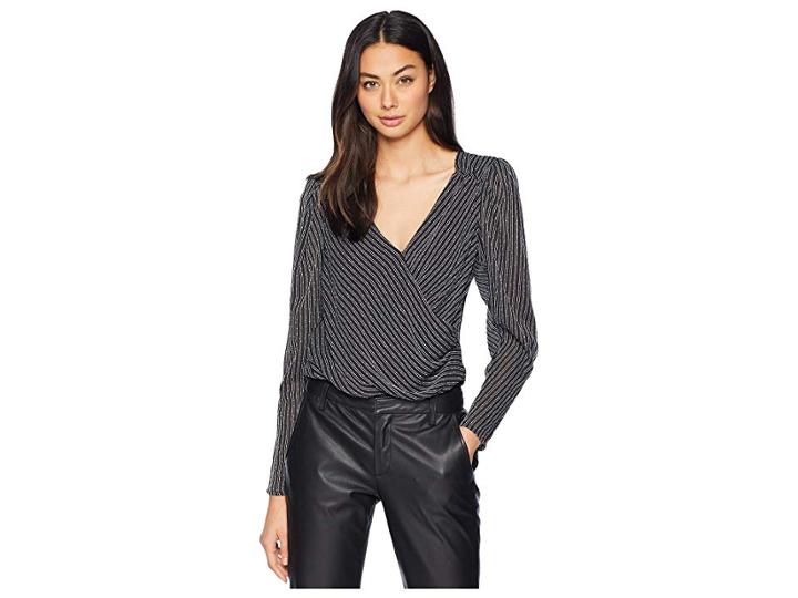 Astr The Label Bernadette Bodysuit (black/white Stripe) Women's Jumpsuit & Rompers One Piece
