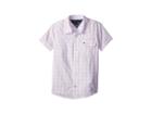 Tommy Hilfiger Kids Short Sleeve Ryan Yarn-dye Plaid Shirt (toddler/little Kids) (crystal Rose) Boy's Clothing