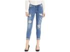 Bebe Minx Roll Up With Rhinestone Frayed Look Jeans In Darling Blue (darling Blue) Women's Jeans