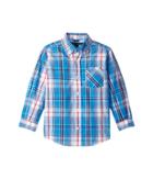 Tommy Hilfiger Kids Ellison Plaid Long Sleeve Shirt (toddler/little Kids) (forza Blue) Boy's Long Sleeve Button Up