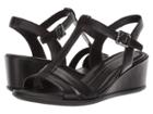 Ecco Shape 35 Wedge T-strap (black/black) Women's Wedge Shoes