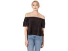 Juicy Couture Track Microterry Off The Shoulder Top (pitch Black) Women's Clothing