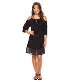 Tommy Bahama Cotton Modal Cold-shoulder Dress Cover-up (black) Women's Swimwear