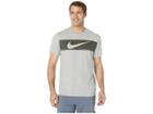 Nike Dry Tee Dri-fittm Cotton Swoosh Bar (dark Grey Heather/black) Men's T Shirt