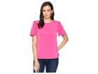 Ellen Tracy Top With Rouched Sleeve Detail (berry) Women's Clothing