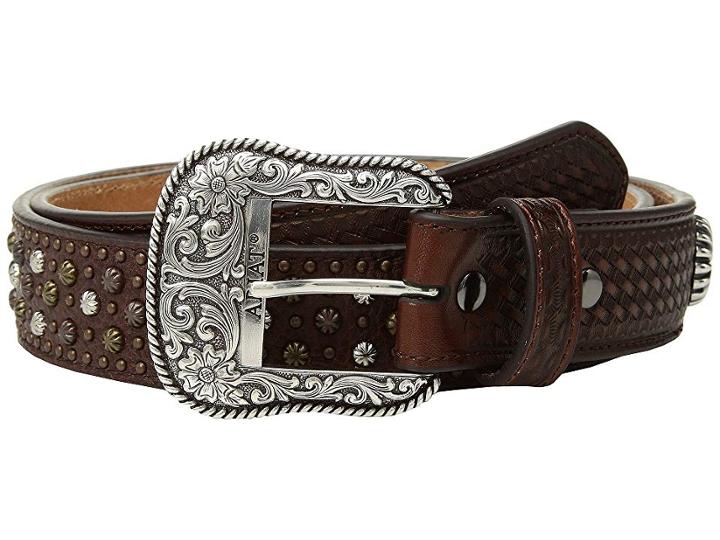 Ariat Multi Stud Basket Weave Belt (brown) Men's Belts