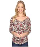 Lucky Brand Printed Pintuck Top (floral Print) Women's Clothing