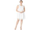 Calvin Klein Fit And Flare Dress With Detail At Waist Hem Cd8g14lw (white) Women's Dress