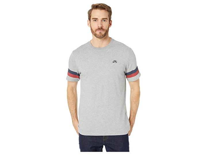 Nike Sb Sleeve Stripe Tee (dark Grey Heather/obsidian) Men's Clothing