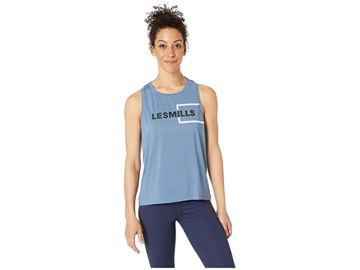 Reebok Les Mills Perforated Tank (blue Slate) Women's Clothing