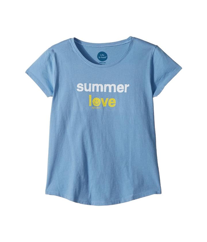 Life Is Good Kids Summer Love Smiling Smooth Tee (little Kids/big Kids) (powder Blue) Girl's T Shirt