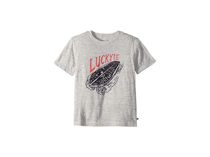 Lucky Brand Kids Live Free Born Free Tee (big Kids) (oatmeal Heather) Boy's Clothing