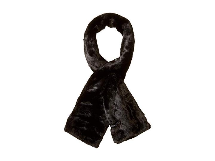 Calvin Klein Faux Fur Solid Pull Through (black) Scarves