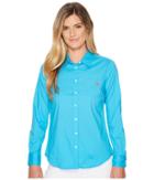 U.s. Polo Assn. Solid Single Pocket Long Sleeve Shirt (surf Blue) Women's Long Sleeve Button Up