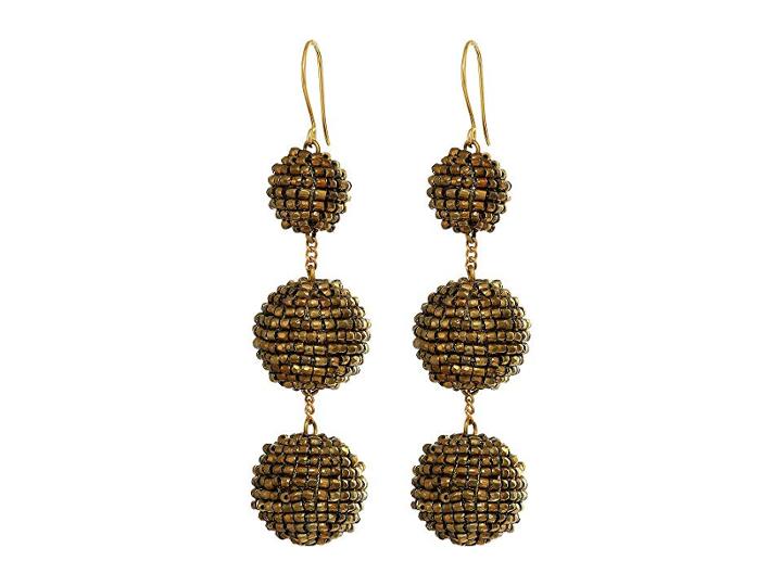 Chan Luu Beaded Pom Pom Ball Earrings (gold) Earring