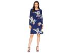 Nine West Ity Printed Long Sleeve Dress (blue Note Multi) Women's Dress