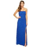 Adrianna Papell Strapless Beaded Gown With Modified Mermaid Skirt And High Slit (royal) Women's Dress