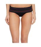 Red Carter In Stitches Smocked Band Hipster Bikini Bottom (black) Women's Swimwear