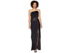 Adrianna Papell Long Jersey Gown With Illusion Neckline And Peplum (black) Women's Dress