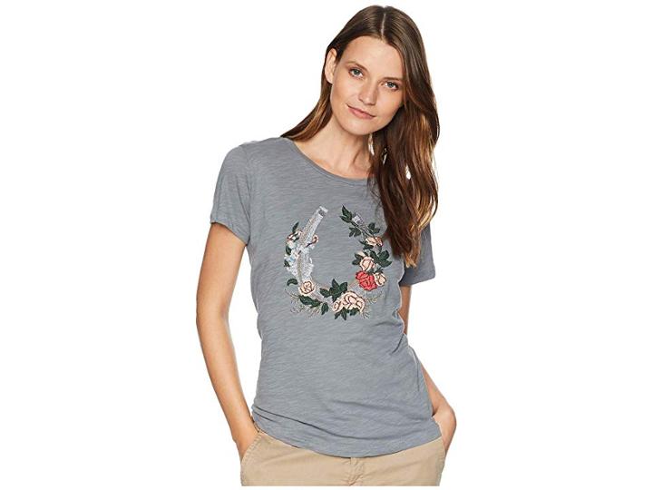 Lucky Brand Floral Wreath Tee (grey) Women's T Shirt