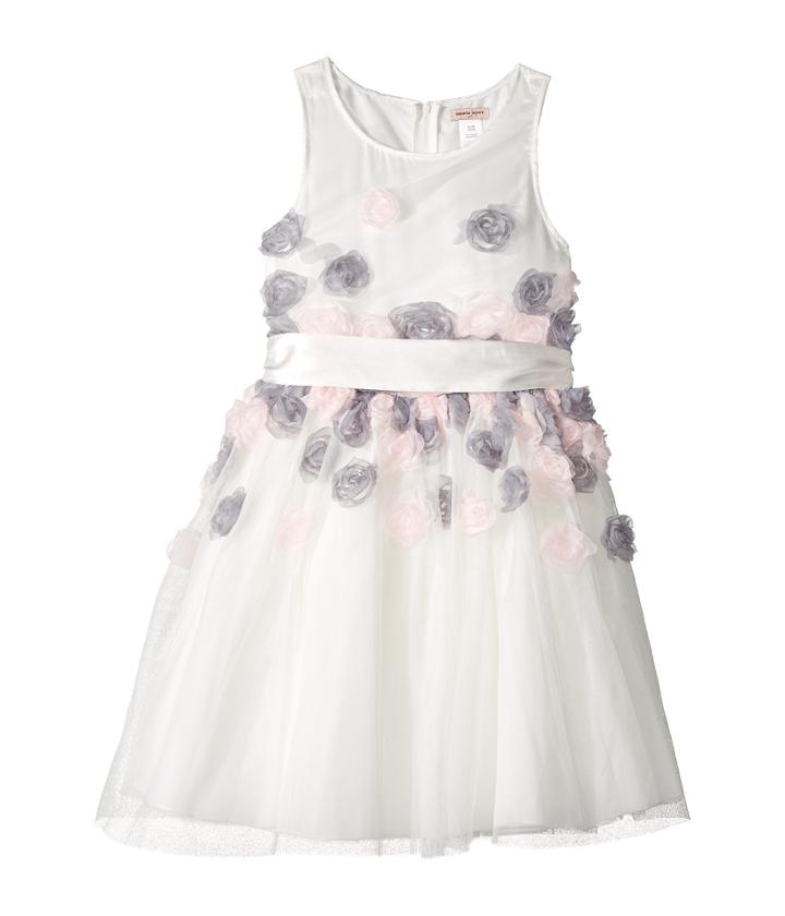 Nanette Lepore Kids Mesh Dress With 3-d Roses (little Kids/big Kids) (white) Girl's Dress